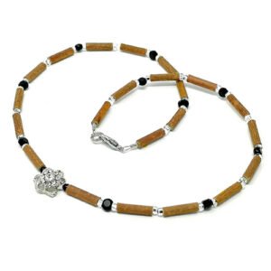 YumNaturals Emporium - Bringing the Wisdom of Mother Nature to Life - Hazelwood Black Clear Necklace Flower Bead 1