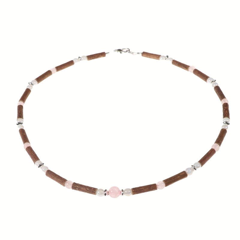 YumNaturals Store Hazel Wood Necklace Rose Quartz 2K72