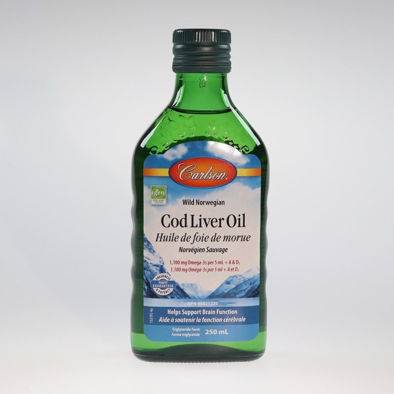 YumNaturals Store Carlson Cod Liver Oil Unflavoured Liquid 250mL front 2K72
